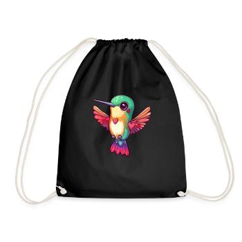 Hummingbird with hearts - Drawstring Bag - black - Front