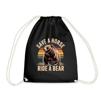 Chemise d’ours rétro avec drôle de dicton de cow-boy - Sac de sport léger - noir - Devant