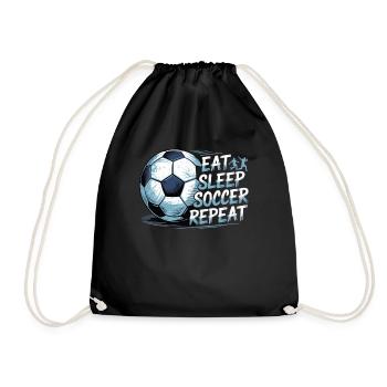 Eat Sleep Soccer Repeat – Fußball-Lifestyle pur - Turnbeutel - Schwarz - Vorne