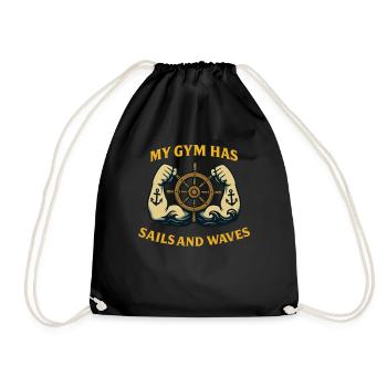 Mein Fitnessstudio Hat Segel Und Wellen Kapitän - Turnbeutel - Schwarz - Vorne
