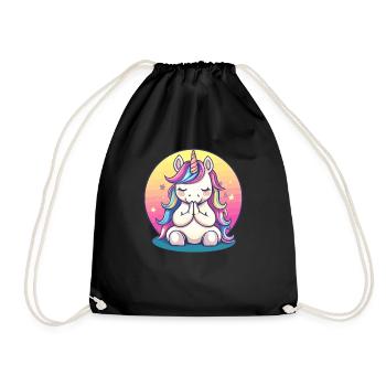 Licorne méditative - Sac de sport léger - noir - Devant