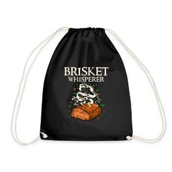 Brisket Whisperer Funny BBQ Meat Lover Grilling - Drawstring Bag - black - Front