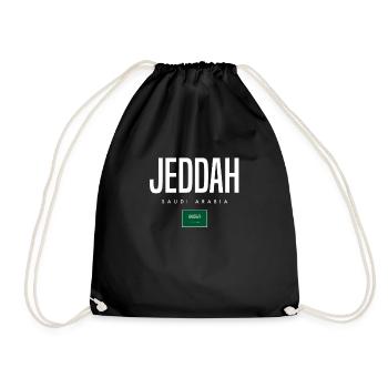 Jeddah, Saudi Arabia - Drawstring Bag - black - Front