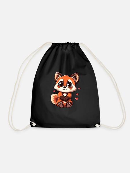 Roter Panda Cartoon Stil - Turnbeutel - Schwarz