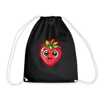 Visage de fraise heureux - Sac de sport léger - noir - Devant