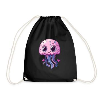Méduse Kawaii Rose - Sac de sport léger - noir - Devant