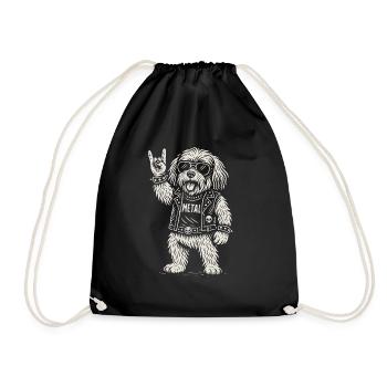Metall Havaneser Hund Rockmusik Heavy Metal Lustig - Turnbeutel - Schwarz - Vorne