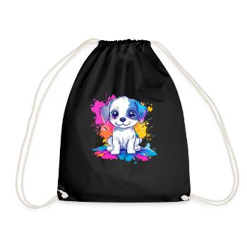 Puppy on paint splash - Drawstring Bag - black - Front