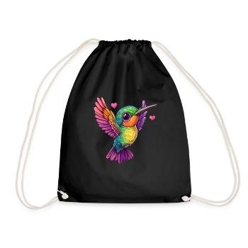 Kolibri mit Herzchen - Turnbeutel - Schwarz - Vorne