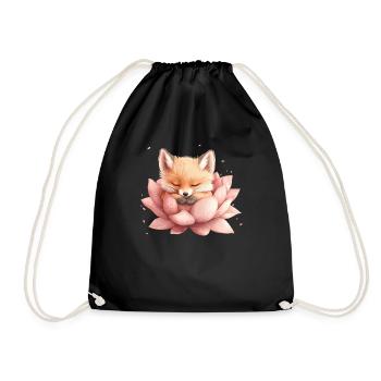 Fox sleeps in bloom - Drawstring Bag - black - Front