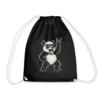 Heavy Metal Panda Rock Musik Lustige Vibes - Turnbeutel - Schwarz - Vorne