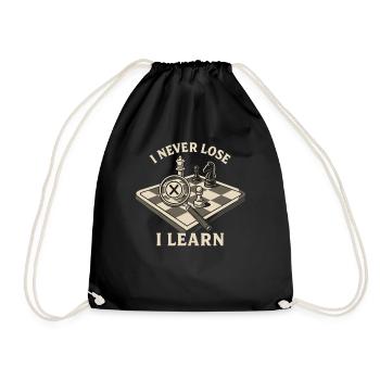 I never lose, I learn chess players - Drawstring Bag - black - Front