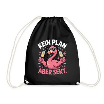 No Plan but Sparkling Wine Flamingo Shirt - Drawstring Bag - black - Front