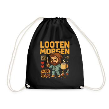 Looting Tomorrow – Gaming with Coffee - Drawstring Bag - black - Front