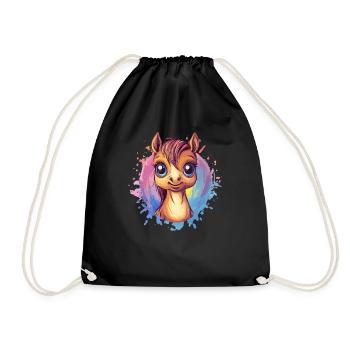 Lächelndes Pony Porträt - Turnbeutel - Schwarz - Vorne