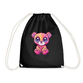 Cuddly bear with heart - Drawstring Bag - black - Front