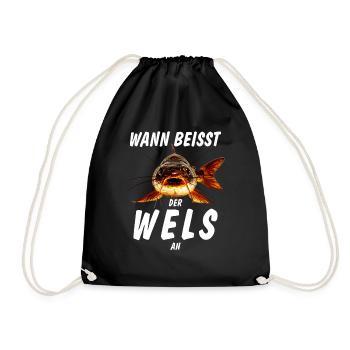 WANN BEISST DER WELS AN - Turnbeutel - Schwarz - Vorne