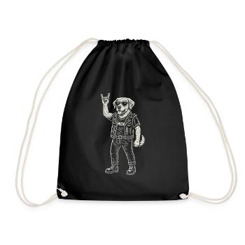 Rock Musique Drôle Chien Golden Retriever Heavy Metal - Sac de sport léger - noir - Devant