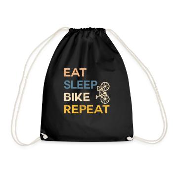 Eat sleep bike repeat - Drawstring Bag - black - Front