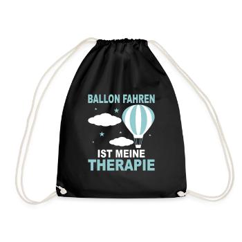 Heißluftballon Geschenk Ballonfahrt Gasballon - Turnbeutel - Schwarz - Vorne
