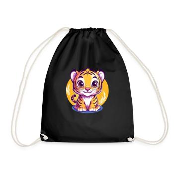 Cute tiger baby - Drawstring Bag - black - Front