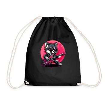 Gitarrenspielender Wolf - Turnbeutel - Schwarz - Vorne