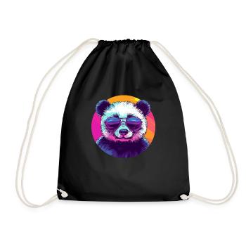 Cool panda with sunglasses - Drawstring Bag - black - Front