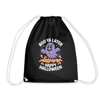 Funny Ghost with Candy – Halloween Shirt - Drawstring Bag - black - Front