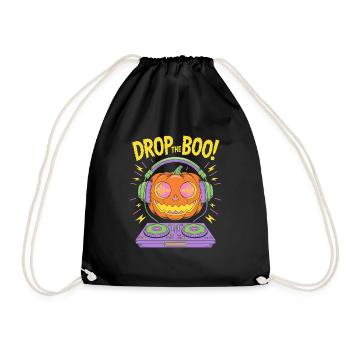 drop the boo EDM HalloweenDJ Pumpkin - Drawstring Bag - black - Front