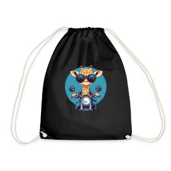 Giraffe with sunglasses - Drawstring Bag - black - Front