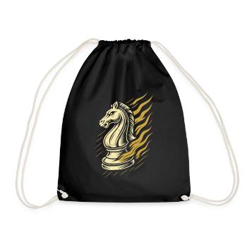 Chess Player Knight Figure Board Game - Drawstring Bag - black - Front