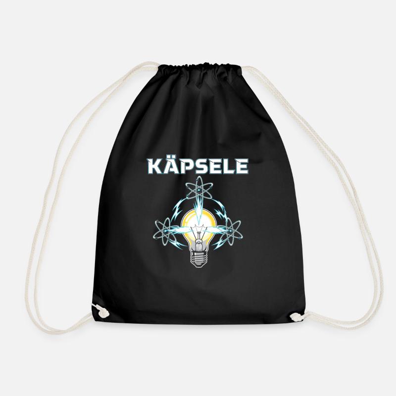 KÄPSELE - Swabian Intelligence Light Bulb Humor - Drawstring Bag - black