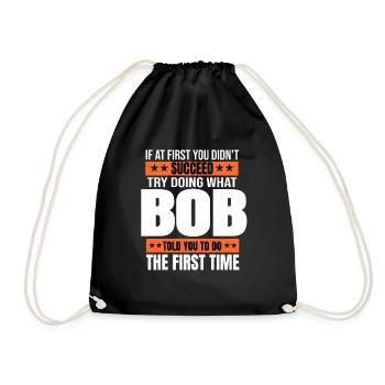 BOB Gift Name Personalized Birthday Christmas Joke - Drawstring Bag - black - Front