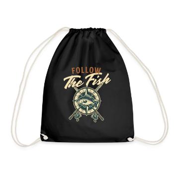 Follow The Fish Clever Fishing Quote - Angler - Drawstring Bag - black - Front