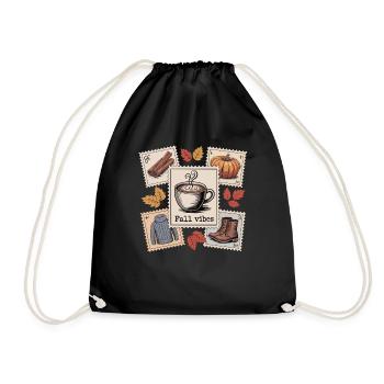 Herbstliebe Design mit Zimt, Kürbis & Kaffee - Turnbeutel - Schwarz - Vorne