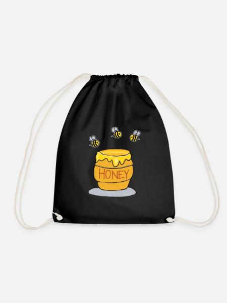 Honeypot and busy bees - Drawstring Bag - black