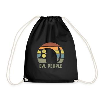 Cat Lazy People ew Funny Saying Gift - Drawstring Bag - black - Front