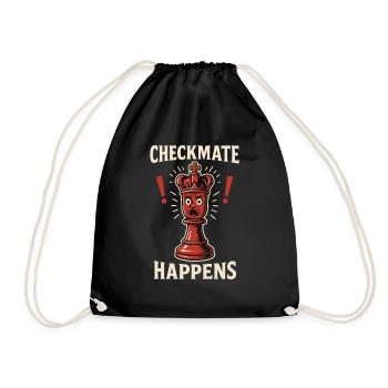 Checkmate Happens Chess Player Board Game - Drawstring Bag - black - Front