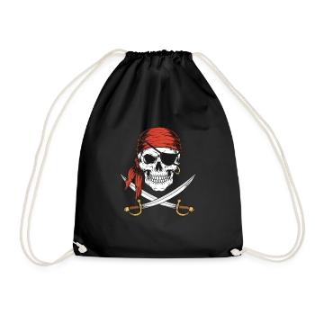 Jolly Roger Piratenflagge Freibeuter Pirat - Turnbeutel - Schwarz - Vorne