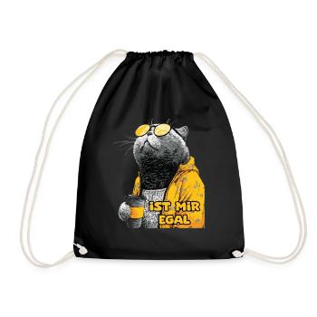 Chat avec du café et le dicton - Sac de sport léger - noir - Devant