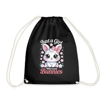 Mignon lapin avec arc et fleurs - Sac de sport léger - noir - Devant