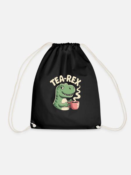 Lustiges Tee Design mit Tea rex - Turnbeutel - Schwarz