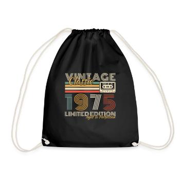 1975 Vintage Retro Geburtstagsgeschenk - Turnbeutel - Schwarz - Vorne