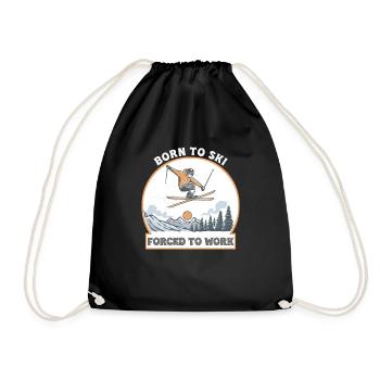 Born To Ski Forced To Work – Funny Skiing Life - Drawstring Bag - black - Front