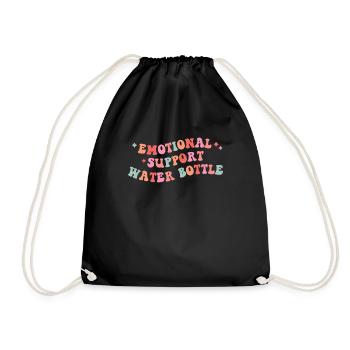 Emotional Support Water Bottle – Funny Hydration - Drawstring Bag - black - Front