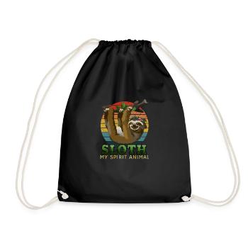 Sloth Vibes – My Spirit Animal Retro Funny Lazy - Drawstring Bag - black - Front