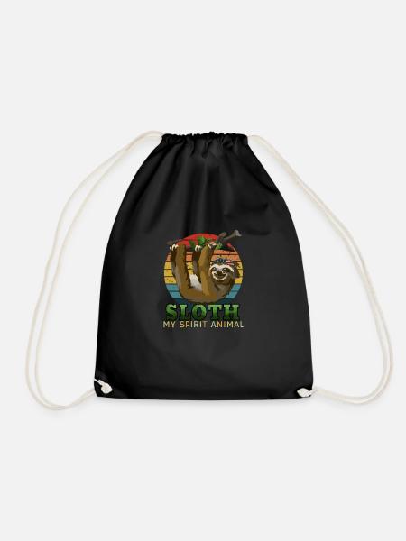 Sloth Vibes – My Spirit Animal Retro Funny Lazy - Drawstring Bag - black
