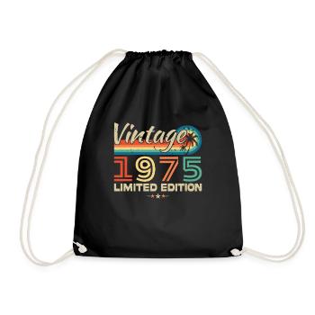 1975 Vintage Retro Geburtstagsgeschenk - Turnbeutel - Schwarz - Vorne