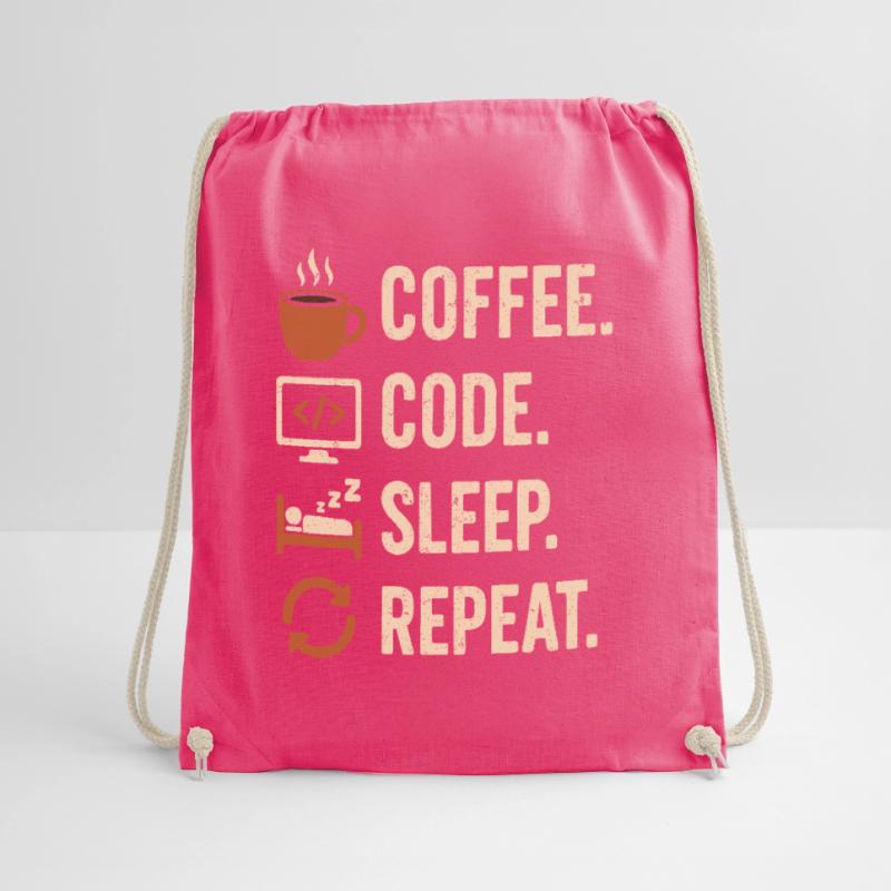 Geek Coder Routine – Coffee, Code, Sleep, More Drawstring Bag