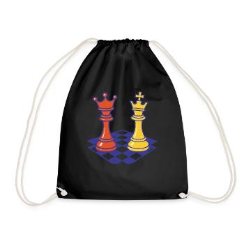 Funny Chess Player Board Game King Queen - Drawstring Bag - black - Front